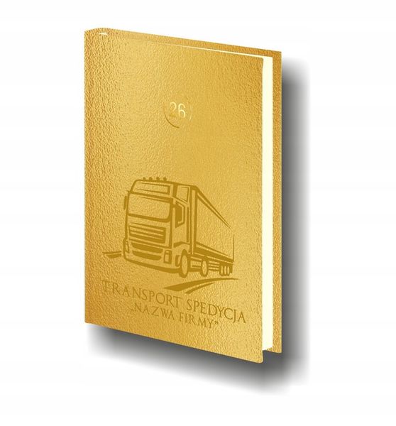 grawerowany kalendarz dzienny 2026 A5 złoty/srebrny TRANSPORT SPEDYCJA zdjęcie 1