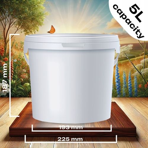 10 x 5L Wiaderko Plastikowe wiadro z pokrywą ATEST spożywcze 5 Litrów BIAŁE na Arena.pl