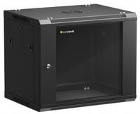 Szafa wisząca RACK 19" 9U, 450mm, Netrack F-Line, czarna drzwi szklane, otw