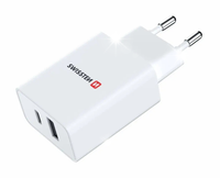 SZYBKA ŁADOWARKA SIECIOWA PD GaN 1x USB-C + 1x USB 30W adapter SWISSTEN