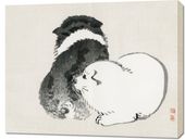 Obraz 90x70cm Black and White Puppies, Kōno Bairei Vintage do Salonu