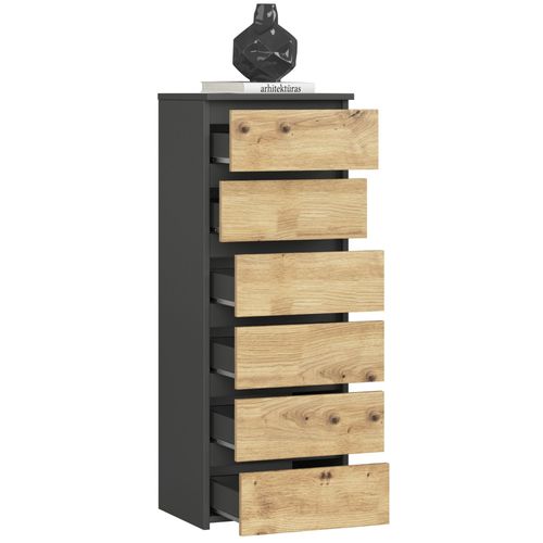 Komoda CL6 40 cm 6 szuflad - grafit szary - dąb artisan na Arena.pl