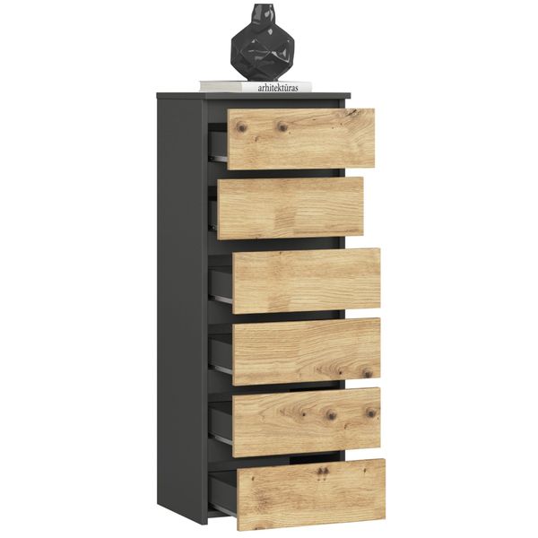 Komoda CL6 40 cm 6 szuflad - grafit szary - dąb artisan zdjęcie 2