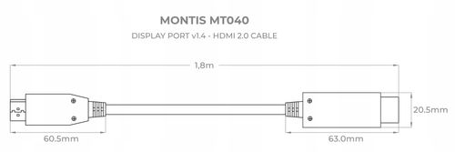 kabel adapter displayport dp v1.4 - hdmi v2.0 4k na Arena.pl