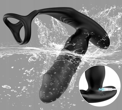 MASAŻER PROSTATY RUCH GÓRA-DÓŁ + RINGI NA PENISA I JĄDRA + WIBRATOR MĘSKI na Arena.pl