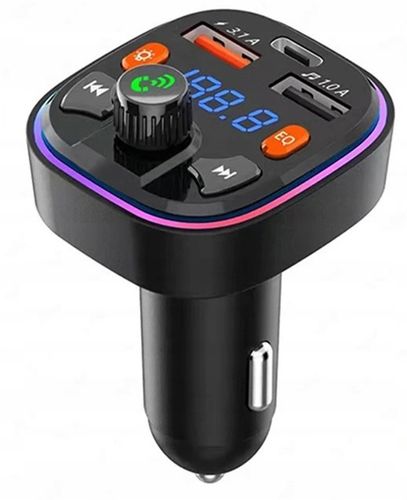 TRANSMITER FM BLUETOOTH 5.0 ŁADOWARKA QC 3.0 PD 20W RGB 2x USB USB-C na Arena.pl