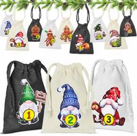 KALENDARZ ADWENTOWY Świąteczny WORECZKI BAWEŁNIANE Mikołaj Ciastek ZESTAW