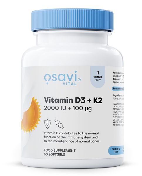 Osavi Vitamin D3 + K2, 2000IU + 100mcg - 60 kaps. zdjęcie 1