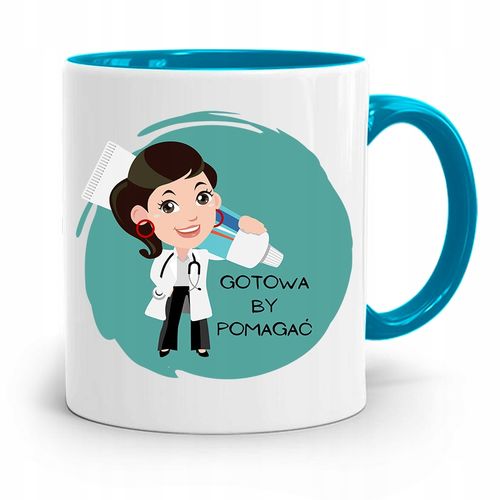 Kubek Błękitny Prezent Dentysty Gotowy By Pomagać Z Nadrukiem Ze Zdjęciem na Arena.pl