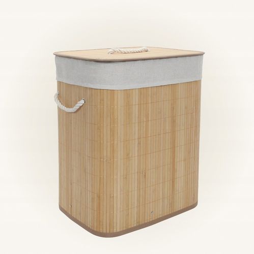 KOSZ NA PRANIE BAMBUSOWY BEŻOWY 60L Z WYJMOWANYM WORKIEM 40 X 30 X 50 na Arena.pl