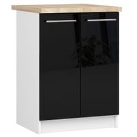 SZAFKA KUCHENNA OLIWIA 60 cm 2D + BLAT BIAŁA / CZARNY POŁYSK