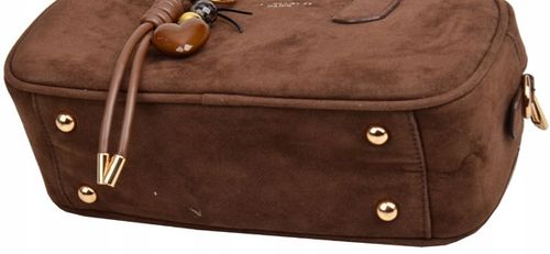 FLORA&CO PARIS torebka damska BOWLING do reki LISTONOSZKA zamsz czekoladowa na Arena.pl