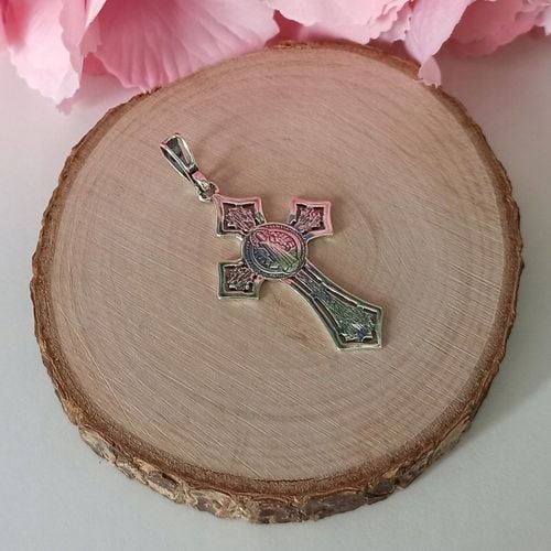 Krzyżyk srebrny św.benedykt oksydowany SREBRO 925 na Arena.pl