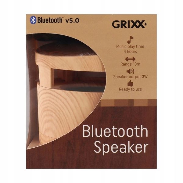 Głośnik Bluetooth przenośny BT 5.0 bezprzewodowy 3W drewniany Grixx zdjęcie 2