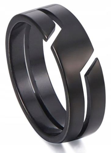 Czarny Pierścień Sygnet Prosty Punk Gothic STAL zdjęcie 1