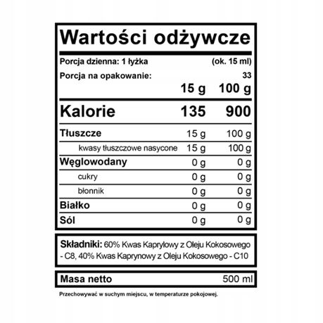 BeKeto Olej MCT C8+C10 (500ml) zdjęcie 2