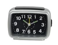 zegar budzik plastikowy srebrny 11,7 x 6,6 x 8,4 cm