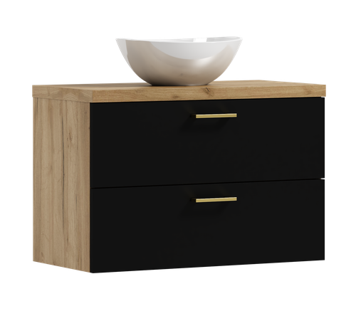 Szafka łazienkowa wisząca LUNA 80 czarny/dąb  z umywalką Eliza B (W5) na Arena.pl