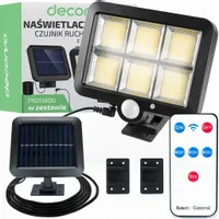 LAMPA SOLARNA LED HALOGEN REFLEKTOR Z CZUJNIKIEM RUCHU ZMIERZCHU COB 12W