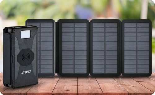 WEBSKI POWERBANK SOLARNY MOCNE 4 PANELE SOLARNE POJEMNOŚĆ 20000MAH USB-C na Arena.pl