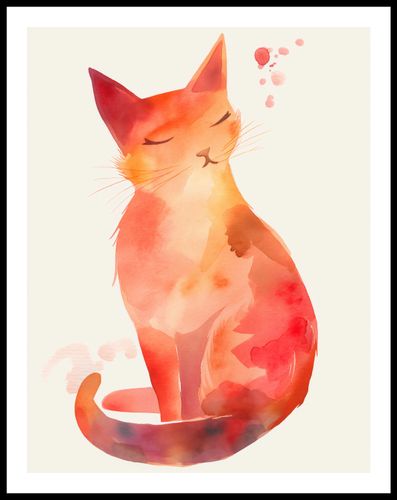 Plakat 50x65cm Akwarelowy Kot na Arena.pl