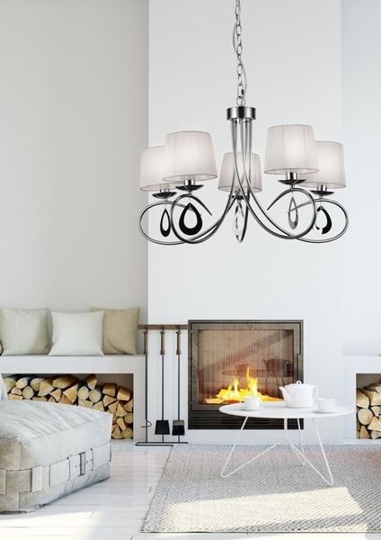 Arnika zwis 5x40W E14 chrom / biały zdjęcie 3