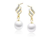 POZŁACANE WISZĄCE SREBRNE KOLCZYKI PERŁY CYRKONIE