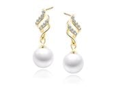 POZŁACANE WISZĄCE SREBRNE KOLCZYKI PERŁY CYRKONIE