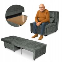 Fotel rozkładany z funkcja spania KIMO pojemnik na pościel Ramona c. szary