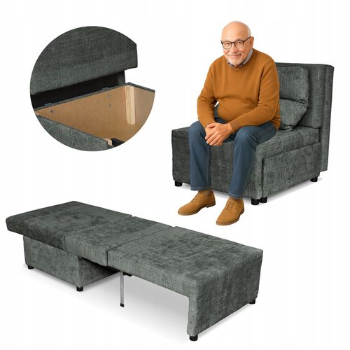 Fotel rozkładany z funkcja spania KIMO pojemnik na pościel Ramona c. szary na Arena.pl