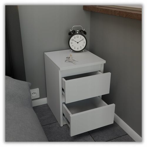 szafka nocna biała loft 30 cm, stolik nocny, nakastlik 2 szuflady na Arena.pl
