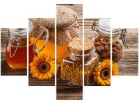 70 100CM OBRAZ 5 ELEM MIÓD PSZCZELI DRUK PŁÓTNO