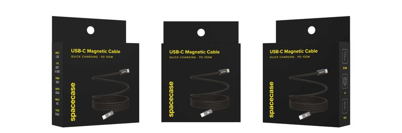 Spacecase Usb-C To Usb-C Magnetic Cable 1M 100W Cl06 Black zdjęcie 6