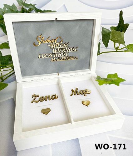 Pudełko na koperty + obrączki białe złote dekory na Arena.pl