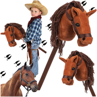 hobby horse głowa konia na kiju dźwięk pluszowy brązowy miękki grzywa galop