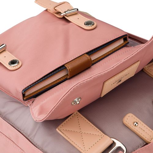 różowo-szary plecak damski z poliestru i skóry ekologicznej, na Arena.pl