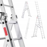 Drabina aluminiowa 3x11 stopni wielofunkcyjna produkt POLSKI hak GRATIS