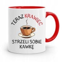 Kubek Czerwony Krawca Krawcowej Strzeli Kawkę Z Nadrukiem Ze Zdjęciem