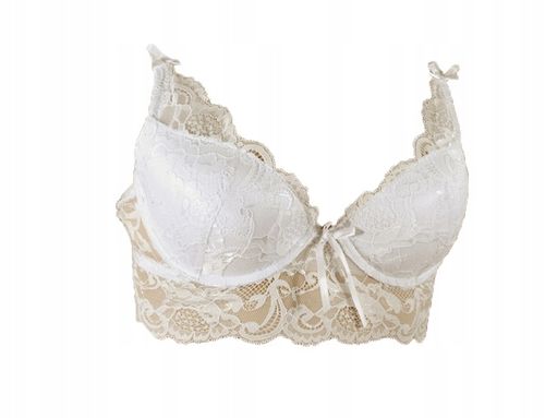 Biustonosz braletka długa koronka PUSH UP B 75 ekri na Arena.pl