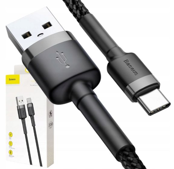 BASEUS MOCNY KABEL USB USB-C TYP-C PRZEWÓD OPLOT QUICK CHARGE 3.0 2A 3M zdjęcie 1