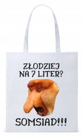 Nosacz Janusz Polak Torba Eco Biała Shopper Z Nadrukiem Ze Zdjęciem