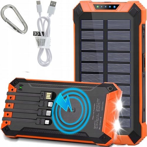 POWERBANK ŁADOWARKA PANEL SOLARNY INDUKCYJNY 30000mAh 6xUSB LATARKA 2x LED na Arena.pl