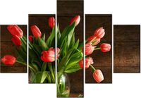 70 100CM OBRAZ 5 ELEM PIĘKNY BUKIET DRUK PŁÓTNO