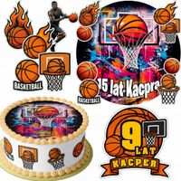 ZESTAW OPŁATEK NA TORT 20CM + 16 POSTACI - KOSZYKÓWKA + IMIĘ 15CM 18CM