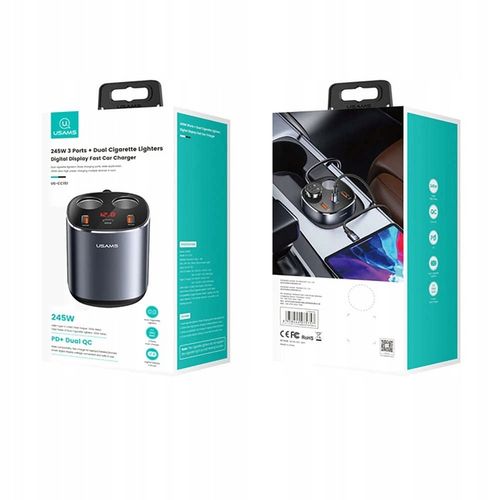 ROZGAŁĘŹNIK + ŁADOWARKA DO AUTA 2x USB USB-C 245W na Arena.pl