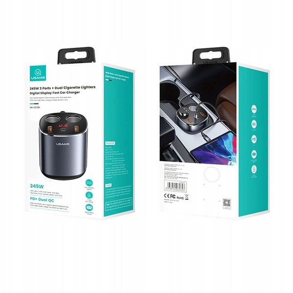ROZGAŁĘŹNIK + ŁADOWARKA DO AUTA 2x USB USB-C 245W zdjęcie 5