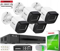ZESTAW MONITORINGU IP 4 KAMERY 4MPX IR20M HILOOK by HIKVISION POE 1TB