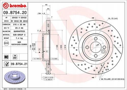 TARCZA HAM PRZOD 316X22 V BREMBO na Arena.pl
