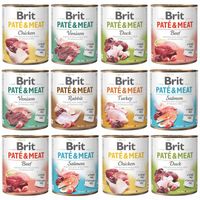 BRIT PATE & MEAT Karma mokra dla psa MIX Smaków 12 x 800g bezzbożowa ADULT