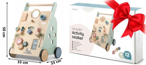 Drewniany chodzik dla dziecka pchacz sensoryczny jeździk do zabawy Nukido na Arena.pl